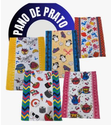 Imagem de Kit Com 20 - Pano De Prato - Copa Felpudo Atoalhado - Estampas Variadas - 41x64cm - 65 Gramas