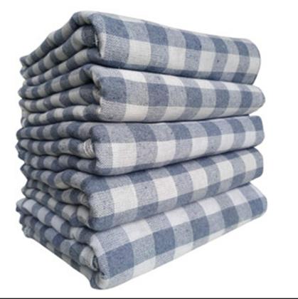 Imagem de Kit com 20 Panos de Chão Grande 70x40cm - Saco Duplo Xadrez Azul Alvejado - Neves - Revenda