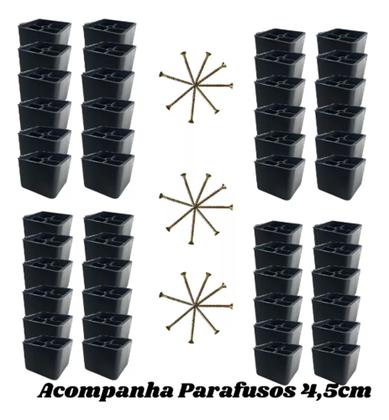 Imagem de Kit Com 20 Pé De Sofá Rack Cômoda Perfeito 3cm Plástico Pézinho + Parafuso Disponivel