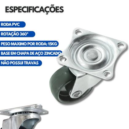 Imagem de Kit Com 20 Peças Rodinha Rodizio para Moveis 3,2 cm em geral