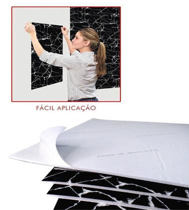 Imagem de Kit com 20 Piso Mármore Preto de Espuma Revestimento Autocolante 60x30CM para Sala Cozinha Quarto