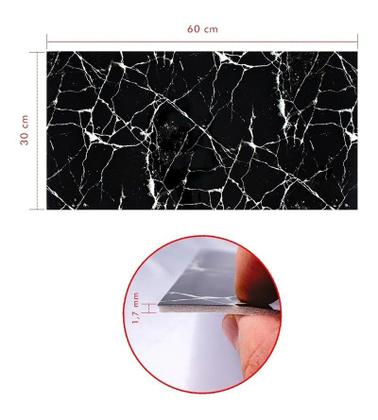 Imagem de Kit com 20 Piso Mármore Preto de Espuma Revestimento Autocolante 60x30CM para Sala Cozinha Quarto