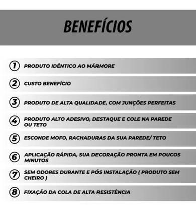 Imagem de Kit com 20 Placas adesivas De Parede 3d Painel Marmore Autocolante Vinílico Banheiro Cozinha 60x30