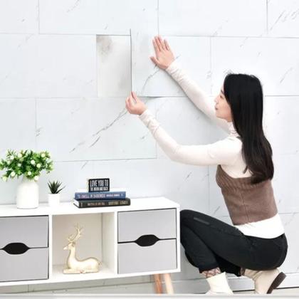 Imagem de Kit com 20 Placas adesivas De Parede 3d Painel Marmore Autocolante Vinílico Banheiro Cozinha 60x30