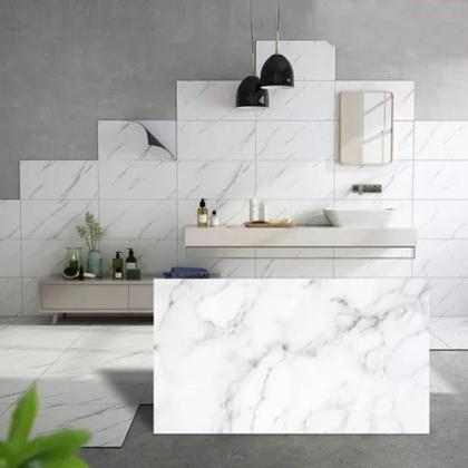 Imagem de Kit com 20 Placas adesivas De Parede 3d Painel Marmore Autocolante Vinílico Banheiro Cozinha 60x30