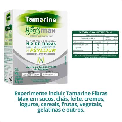 Imagem de Kit com 20 - Tamarine Fibras Max Pó com 10 Sachês Cada Caixa