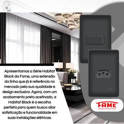 Imagem de Kit Com 20 Tomadas + 5 Interruptores Habitat Black Casa Completa