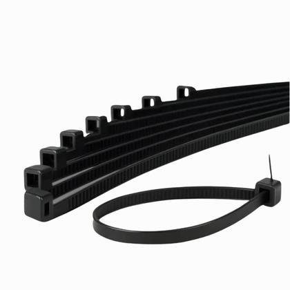 Imagem de Kit com 200 Abraçadeiras de Nylon 20cm x 7,6mm Preta  Uso Profissional, Automotivo, Doméstico  Alta Resistência e Proteção UV