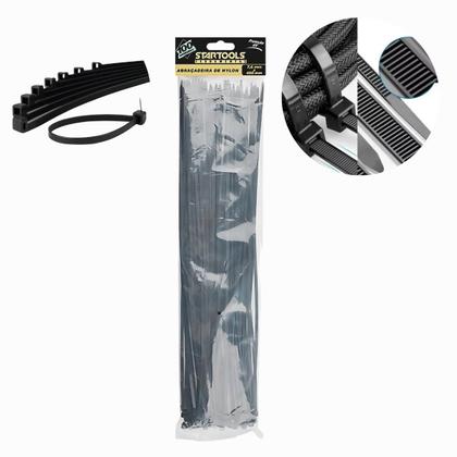 Imagem de Kit com 200 Abraçadeiras de Nylon 20cm x 7,6mm Preta  Uso Profissional, Automotivo, Doméstico  Alta Resistência e Proteção UV