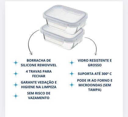 Imagem de Kit com 2,3,5 Potes Herméticos de Vidro 1040ml  Tampa Vedação  Cozinha e Despensa