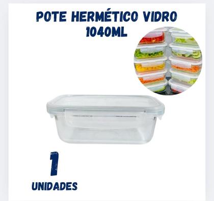 Imagem de Kit com 2,3,5 Potes Herméticos de Vidro 1040ml  Tampa Vedação  Cozinha e Despensa
