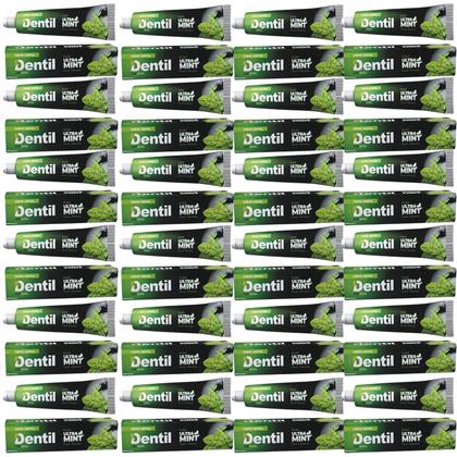Imagem de Kit com 24 Cremes Dentais Dentil Ultra Mint Sem Flúor, Com Xilitol e Sabor Menta Refrescante