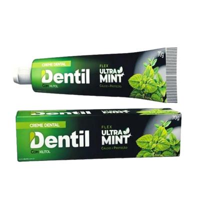Imagem de Kit com 24 Cremes Dentais Dentil Ultra Mint Sem Flúor, Com Xilitol e Sabor Menta Refrescante