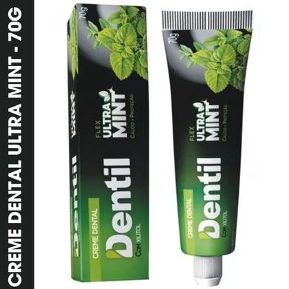 Imagem de Kit com 24 Cremes Dentais Dentil Ultra Mint Sem Flúor, Com Xilitol e Sabor Menta Refrescante