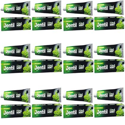 Imagem de Kit com 24 Cremes Dentais Dentil Ultra Mint Sem Flúor, Com Xilitol e Sabor Menta Refrescante
