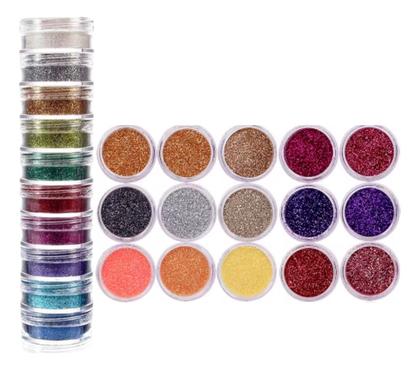 Imagem de Kit Com 24 Glitter Purpurina Em Pó Unha Maquiagem Carnaval