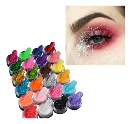 Imagem de Kit Com 24 Glitter Purpurina Em Pó Unha Maquiagem Carnaval