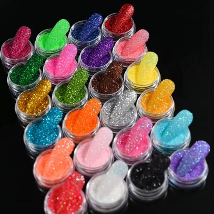 Imagem de Kit Com 24 Glitter Purpurina Em Pó Unha Maquiagem Carnaval
