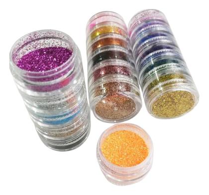Imagem de Kit Com 24 Glitter Purpurina Em Pó Unha Maquiagem Carnaval
