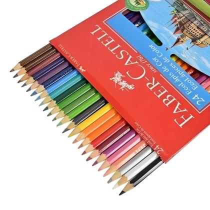 Imagem de Kit com 24 Lápis de Cor Sextavado  Faber Castell Escolar