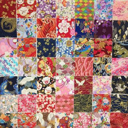 Imagem de Kit com 25 retalhos de tecido para patchwork 20 cm em quadrados de algodão