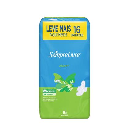 Imagem de Kit com 3 Absorventes Externo Sempre Livre Adapt Cobertura Suave com Abas 16 Unidades