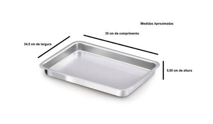 Imagem de Kit Com 3 Assadeira Forma Retangular Extra Alta Alumínio Polido Certificado IF 35 Tamanho 1, 2 E 3