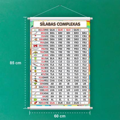 Imagem de kit com 3 Banner Educativo Alfabeto, Sílabas Simples e Complexas - 85x60cm