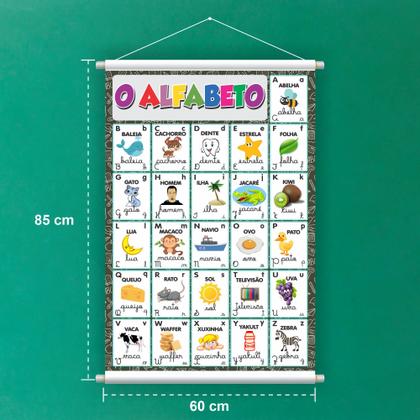 Imagem de kit com 3 Banner Educativo Alfabeto, Sílabas Simples e Complexas - 85x60cm