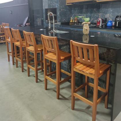 Imagem de Kit com 3 Banquetas Alta Confort com Encosto Madeira Maciça Malbec