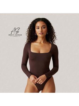 Imagem de KIT COM 3 BODY FEMININO MANGA LONGA COM DECOTE QUADRADO TECIDO DUPLO Simples Casual elegante F