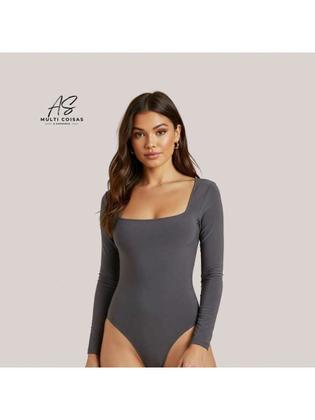 Imagem de KIT COM 3 BODY FEMININO MANGA LONGA COM DECOTE QUADRADO TECIDO DUPLO Simples Casual elegante F