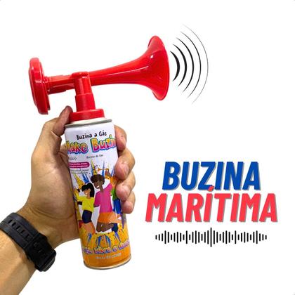 Imagem de Kit Com 3 Buzinas À Gás Corneta Susto Super Alta Marítima Vuvuzela Spray Sinalizador Tubo Carnaval