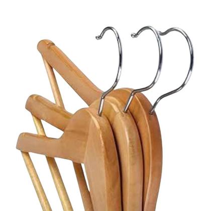 Imagem de Kit Com 3 Cabides De Madeira Com Verniz Gancho Giratório