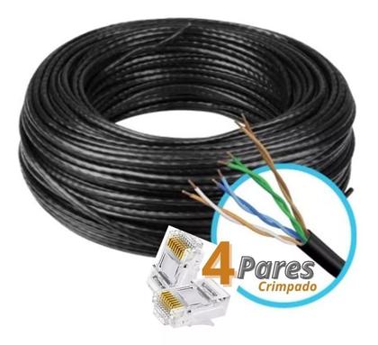 Imagem de Kit Com 3 Cabos Cat5E Lan Cftv 4 Pares 20Mts Preto Premium