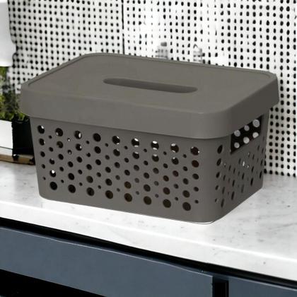 Imagem de Kit com 3 Caixa organizadora com tampa 2 litros armazenamento Objetos Roupas Multiuso Empilhavel Armário Cesto