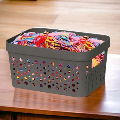 Imagem de Kit com 3 Caixa organizadora com tampa 2 litros armazenamento Objetos Roupas Multiuso Empilhavel Armário Cesto