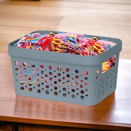 Imagem de Kit com 3 Caixa organizadora com tampa 2 litros armazenamento Objetos Roupas Multiuso Empilhavel Armário Cesto