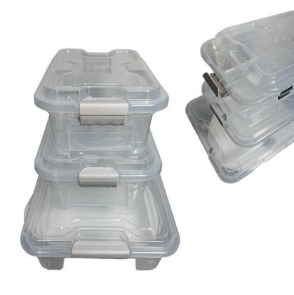 Imagem de Kit com 3 Caixas Organizadoras com Trava na Tampa