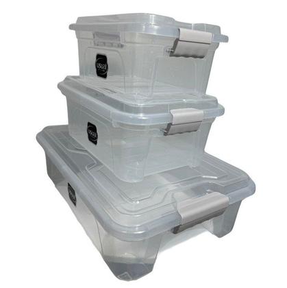 Imagem de Kit com 3 Caixas Organizadoras com Trava na Tampa