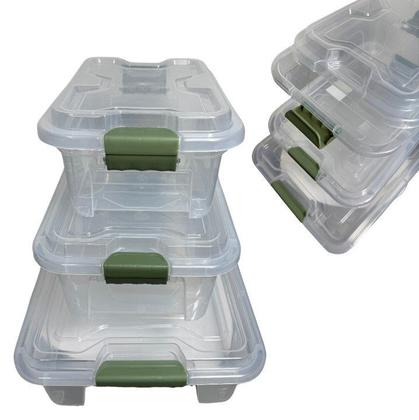 Imagem de Kit com 3 Caixas Organizadoras com Trava na Tampa