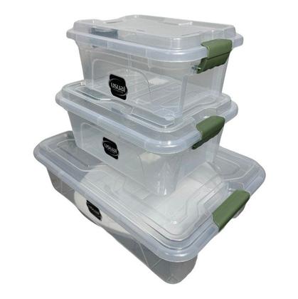 Imagem de Kit com 3 Caixas Organizadoras com Trava na Tampa