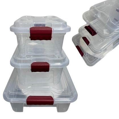 Imagem de Kit com 3 Caixas Organizadoras com Trava na Tampa