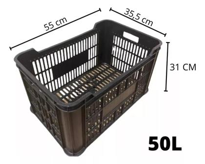 Imagem de Kit com 3 caixas Plásticas empilhaveis organizadoras colheita hortifruti agrícola sacolão