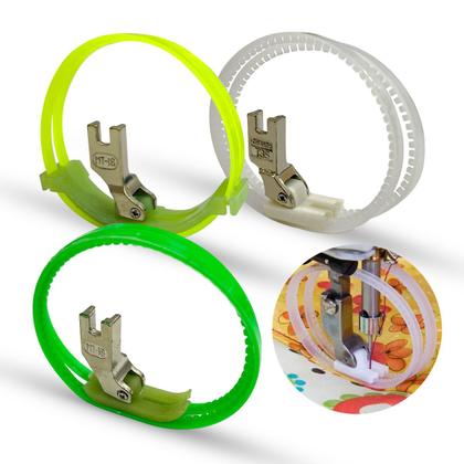 Kit com 3 calcadores de teflon rodizio com correia deslizante para couro reta industrial - ADB ACESSORIOS PARA PATCHWORK Imagem de Kit com 3 calcadores de teflon rodizio com correia deslizante para couro reta industrial