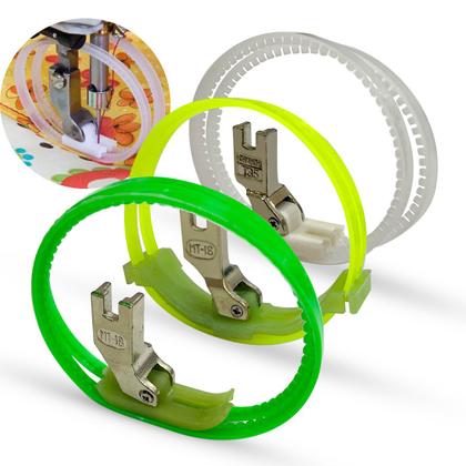 Kit com 3 calcadores de teflon rodizio com correia deslizante para couro reta industrial - ADB ACESSORIOS PARA PATCHWORK Imagem de Kit com 3 calcadores de teflon rodizio com correia deslizante para couro reta industrial