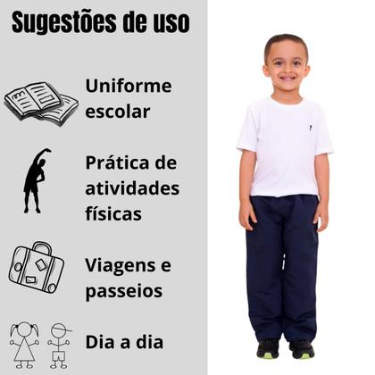 Imagem de Kit Com 3 Calças Infantil De Tactel Uniforme Escolar Menino