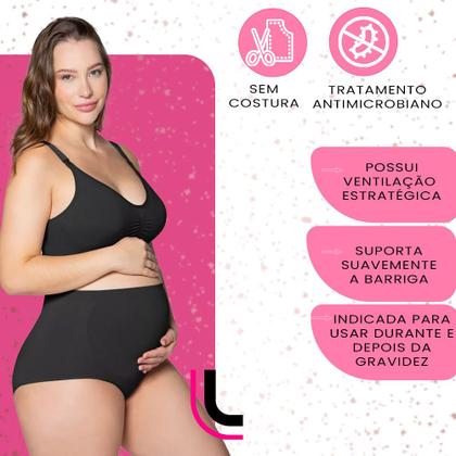 Imagem de Kit Com 3 Calcinhas Cinta Sem Costura Para Gestante Grávida Loba Lupo