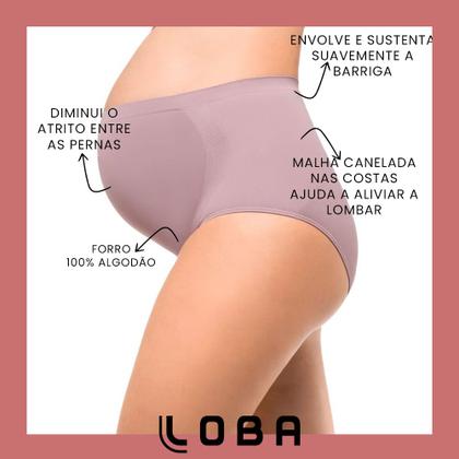 Imagem de Kit Com 3 Calcinhas Cinta Sem Costura Para Gestante Grávida Loba Lupo