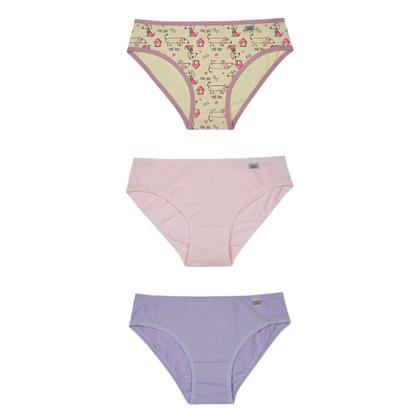 Imagem de Kit Com 3 Calcinhas Infantil De Algodão Miss DelRio